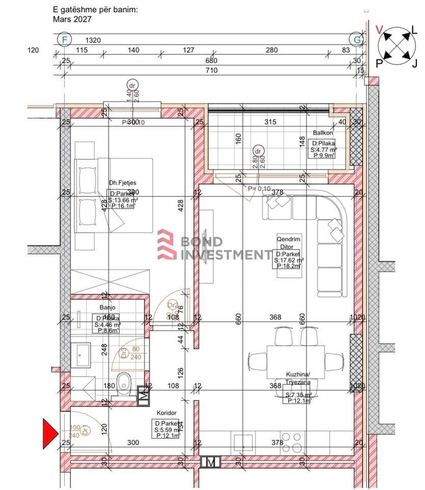 Banesë 1 Dhomëshe në shitje – 63.20 m² | Kati 4 | Prishtina e Re – Veternik | DREAM Palace