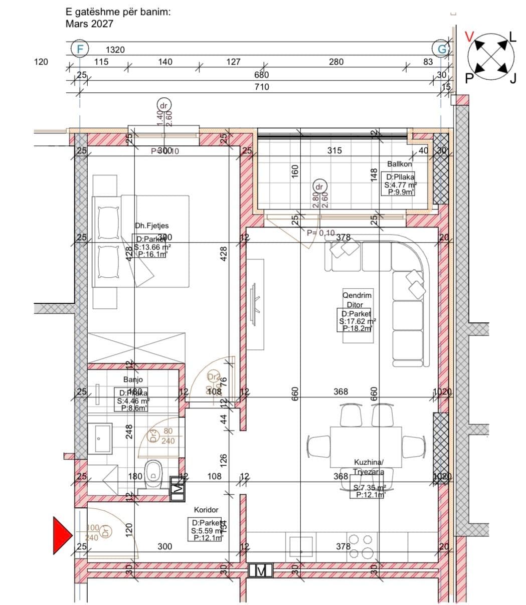 Banesë 1 Dhomëshe në shitje – 63.20 m² | Kati 4 | Prishtina e Re – Veternik | DREAM Palace