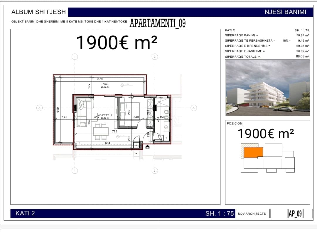 Apartament 1-Dhomë për shitje