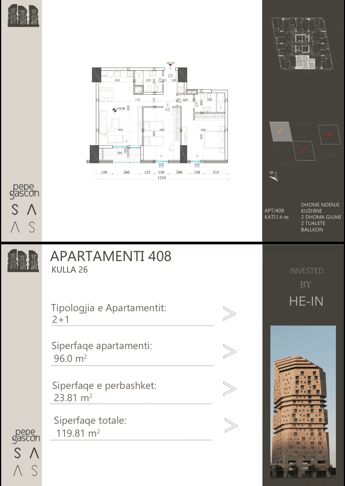 Apartament 2-Dhomësh për shitje në ndërtesë të re 1