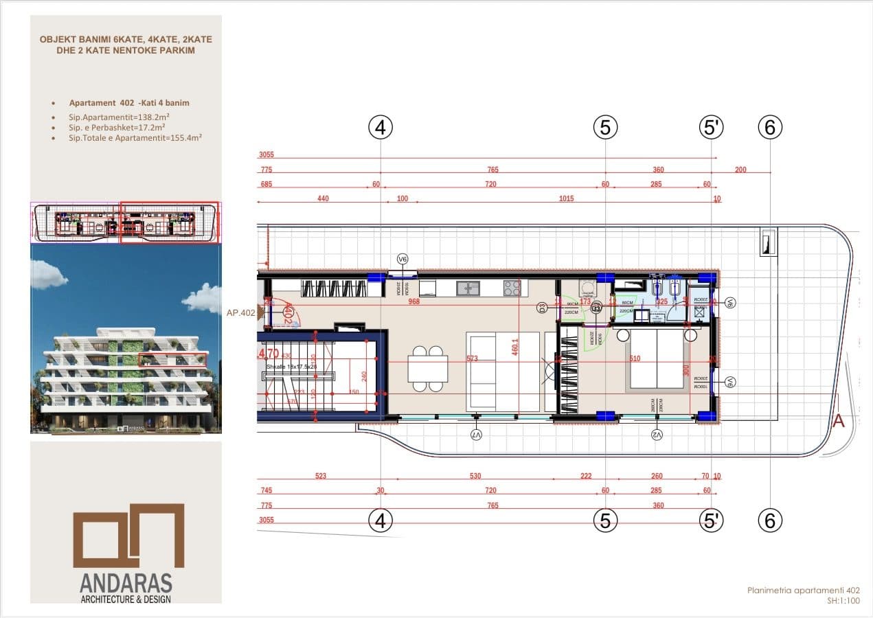 Apartament 1-Dhomë me pamje të plotë nga deti në shitje në Sarandë