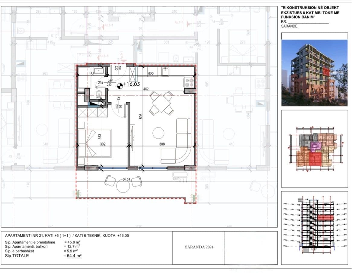 Apartament 1-Dhomë me Pamje nga Deti në Shitje në Ndërtesë të Re