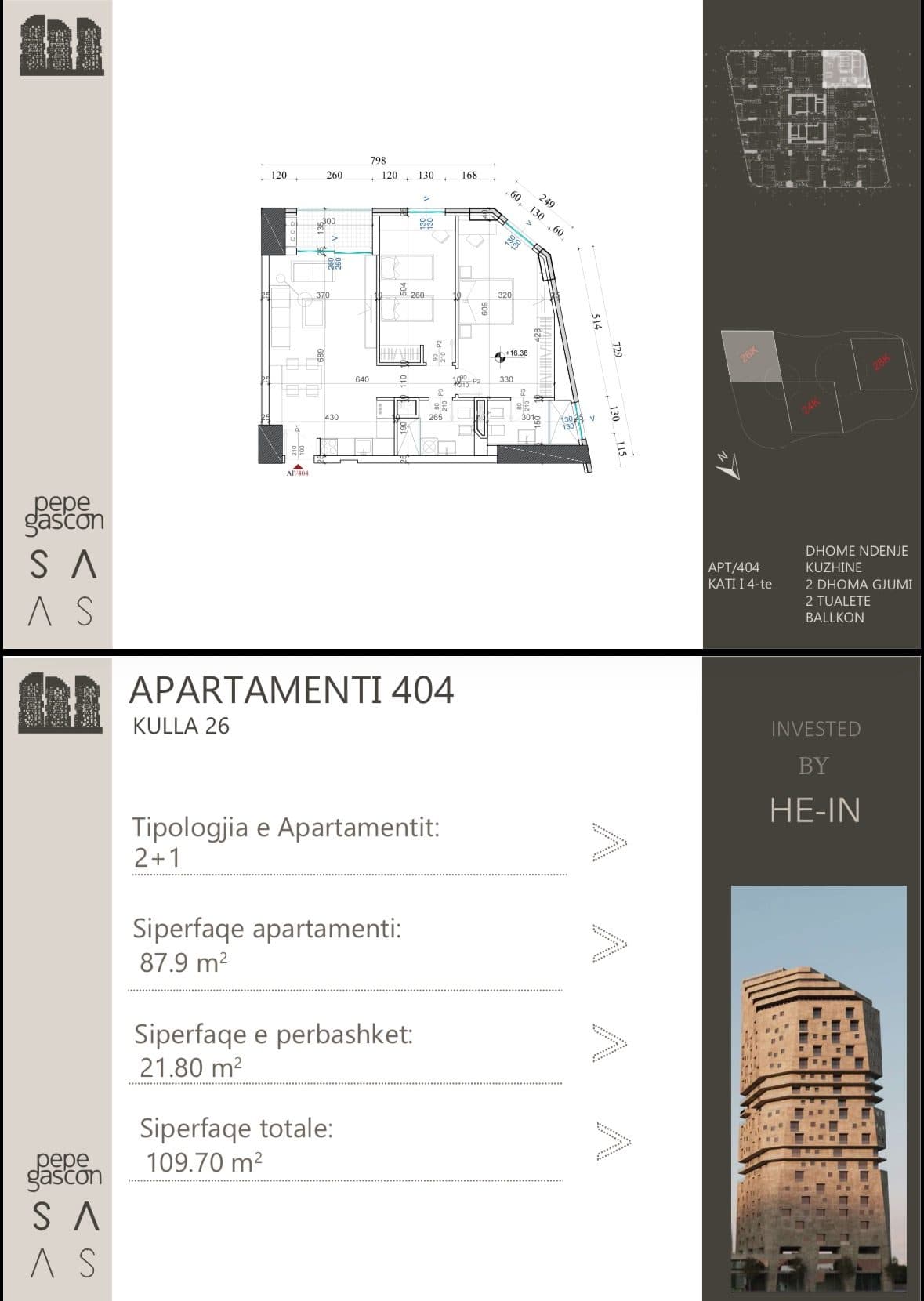 Apartament 2-Dhomësh për shitje në një rezidencë të re