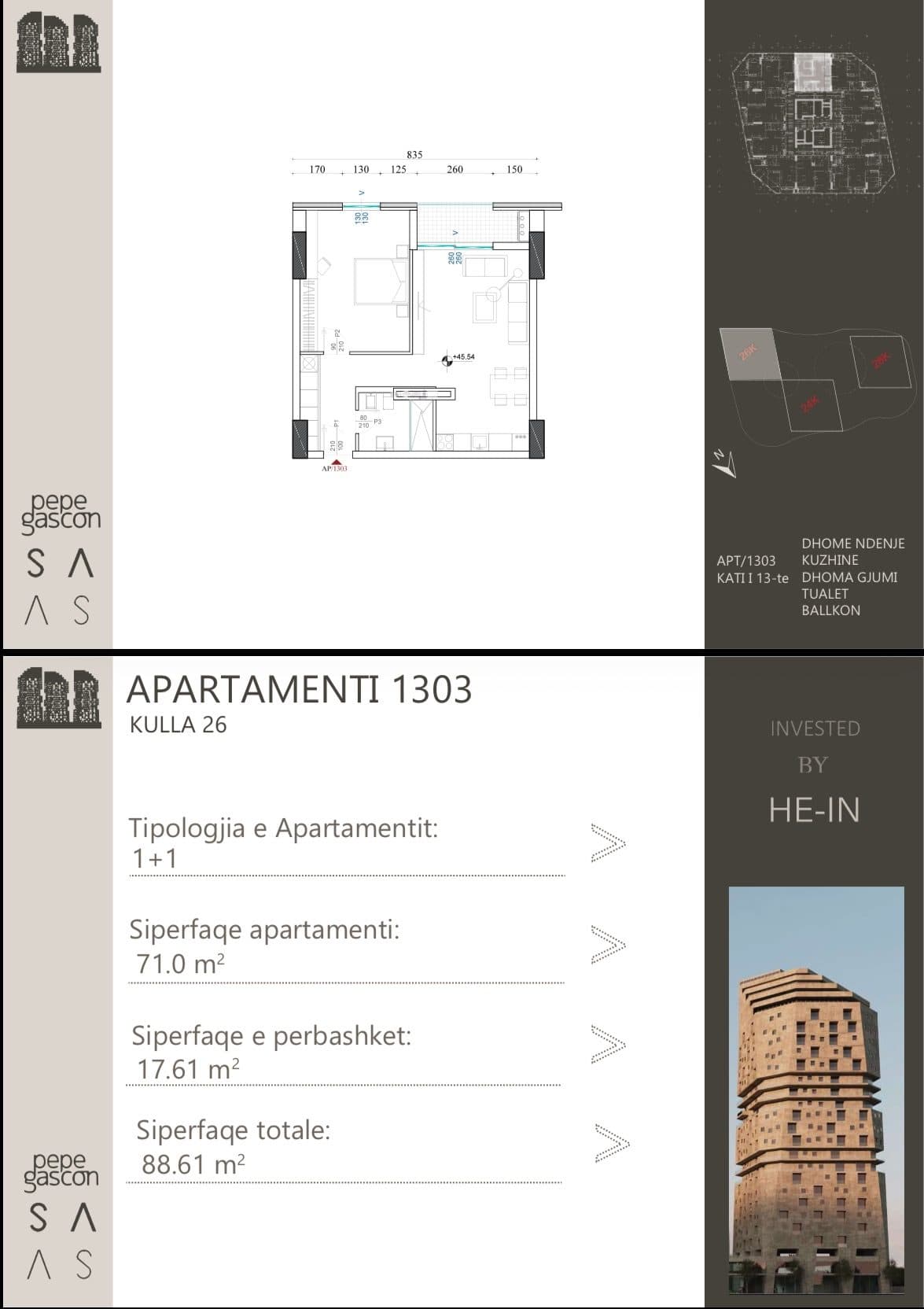 Apartament 1-Dhomë për shitje në një rezidencë të re