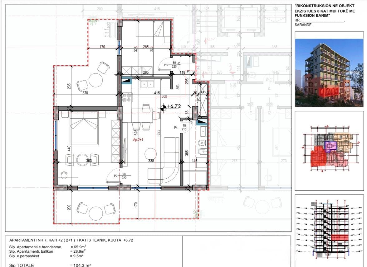 Apartament 2-Dhomash për shitje në Ndërtesë të Re