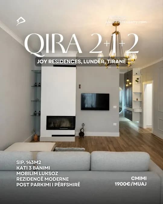 Qira 2+1+2 + Parkim, Joy Residences, Lundër, Tiranë