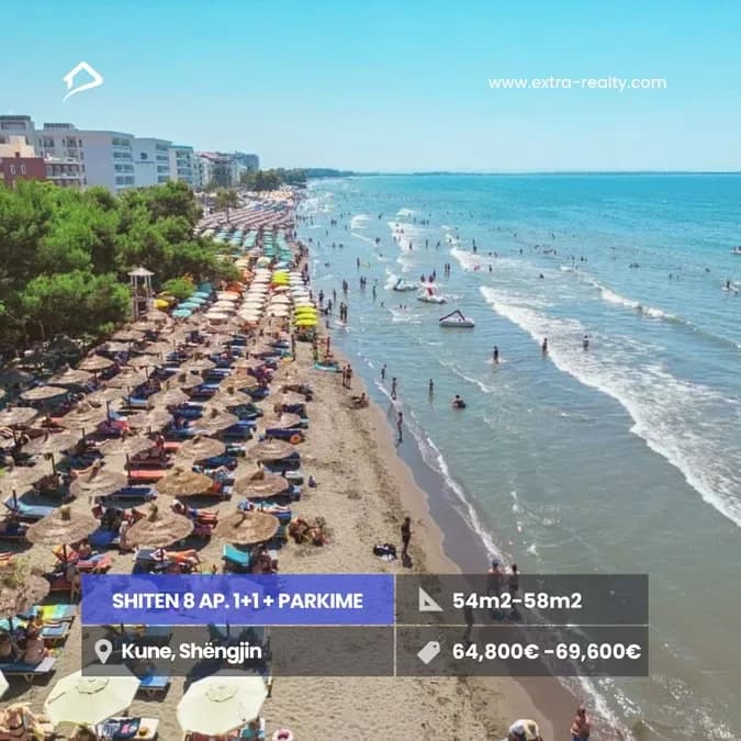 Shiten 8 Apartamente 1+1 + parkim, Kune, Shëngjin