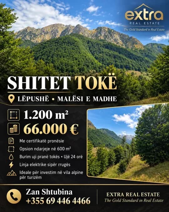 Shitet toke 1200m2 lepushe malesi e madhe