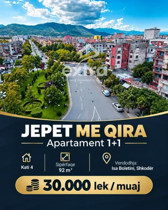Jepet me qira 1+1 k4 sip 92 m2 isa boletini shkoder