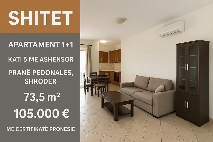Shitet 1+1 k5 pallat i ri qender 105.000 €