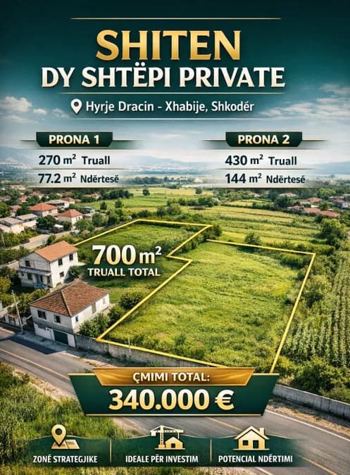 Shitet toke truall per ndertim ose vila private
