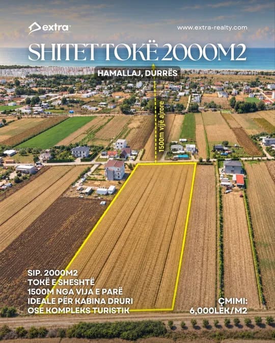 Shitet 2000m2 tokë, Hamallaj, Durrës