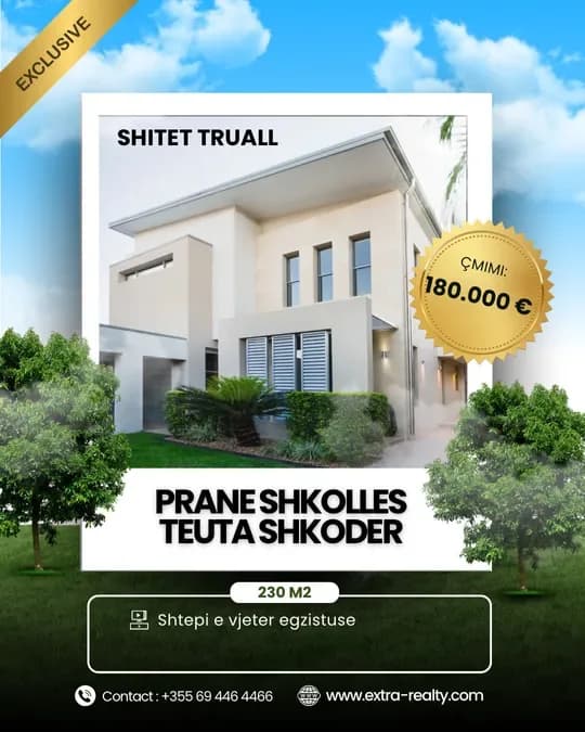 Shitet toke truall mrapa teatrit shkoder 230m2