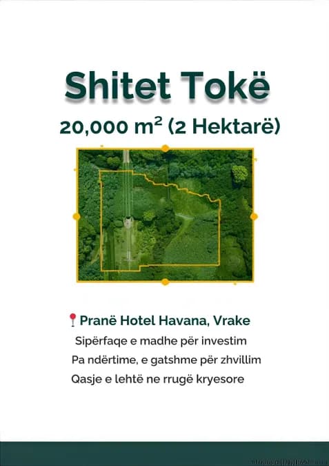 Shitet 20 dynym toke ne vrake shkoder