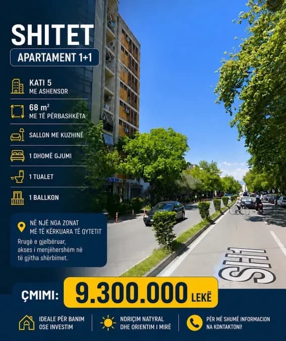 Shitet 1+1 k5 prane Sahatit Shkoder