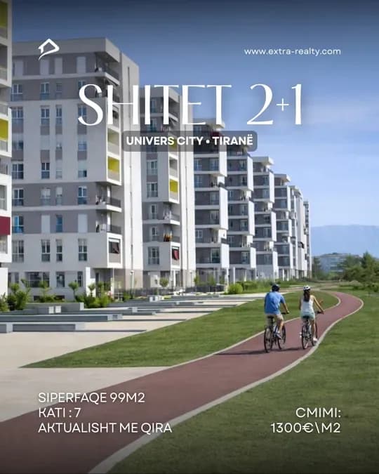 Shitet 2+1 mobiluar tek Univers City pranë QTU , Tiranë