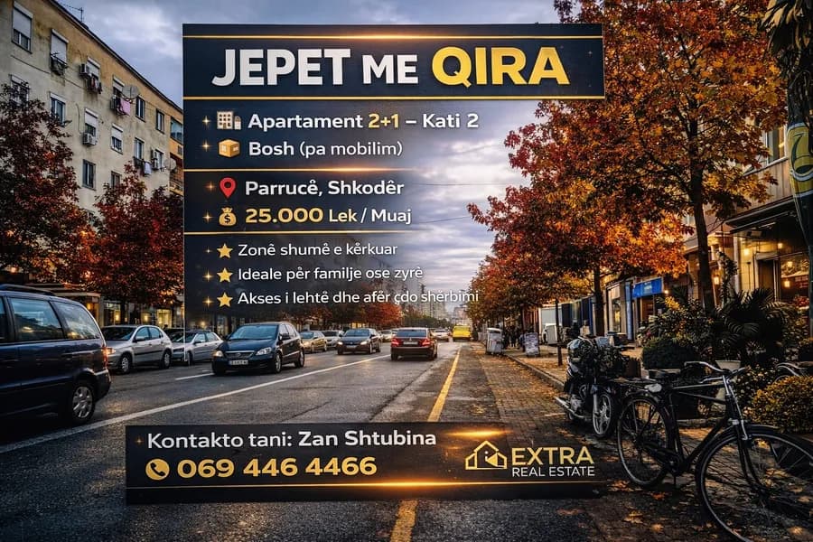 Jepet me qira apartament 2+1 kati 2 Parruce