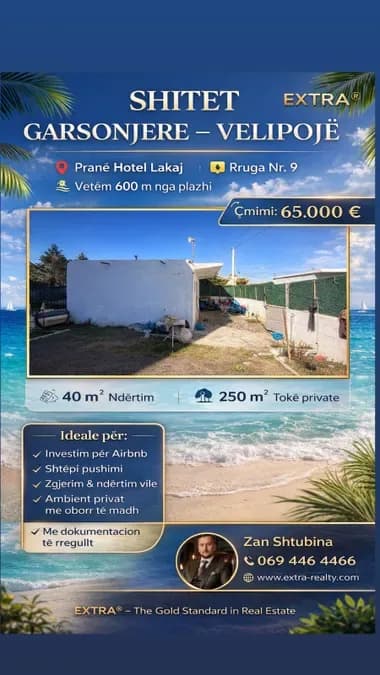 Shitet garsonjere private ne velipoje prane hotel Lakaj