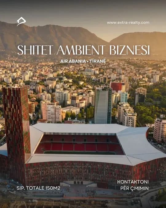 🏢 Njësi biznesi në shitje – Air Albania 📍 Buzë rrugës kryesore, me vizibilitet shumë të mirë. ▫️ Aktualisht në ndërtim – mundësi e mirë për invest