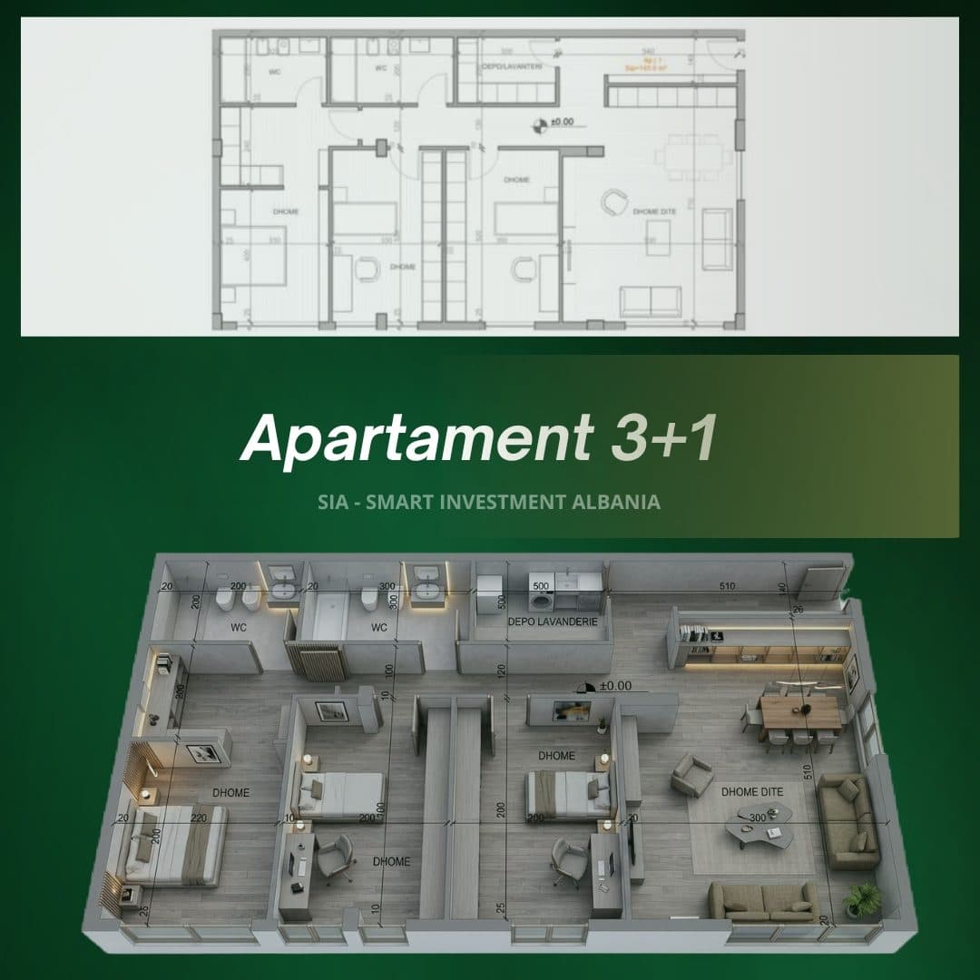 Apartament në shitje në Farkë, Tiranë | Ap1 3+1
