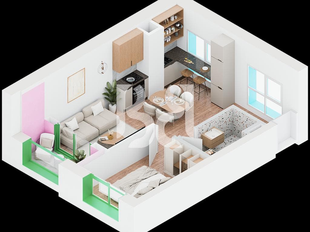 SHITET ME KREDI DERI NE 80% APARTAMENT 1+1 NE REZIDENCA NOKIA 134.000€ 4