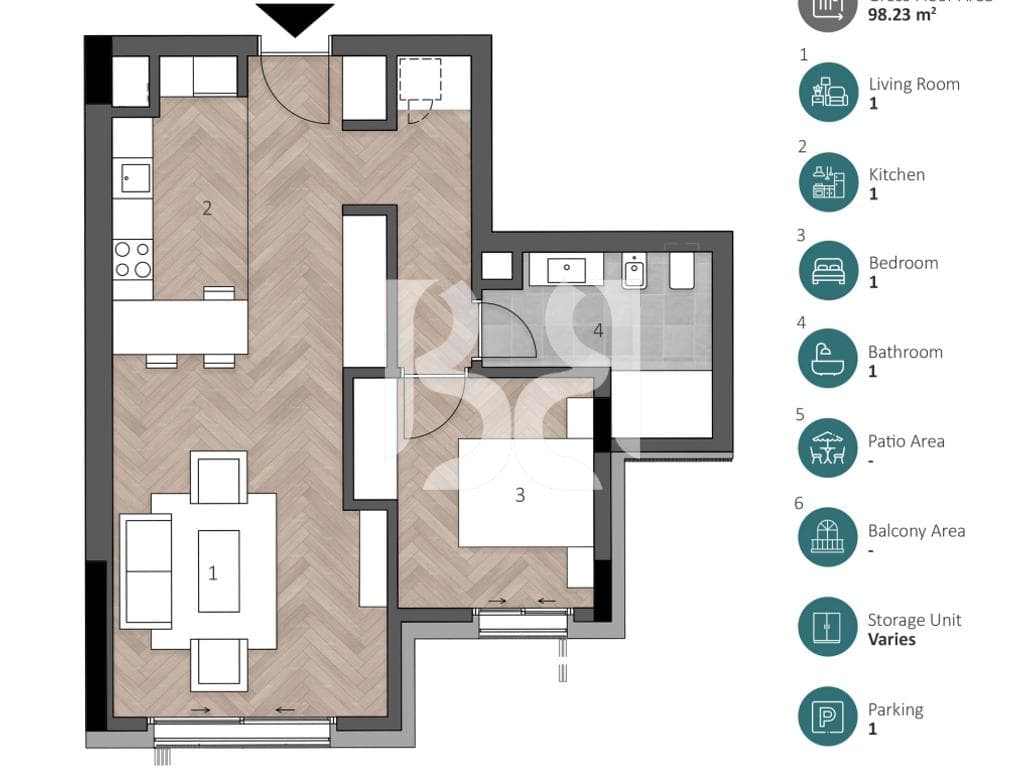 SHITET APARTAMENT 1+1+POST PARKIMI TEK GREEN COAST 2 3