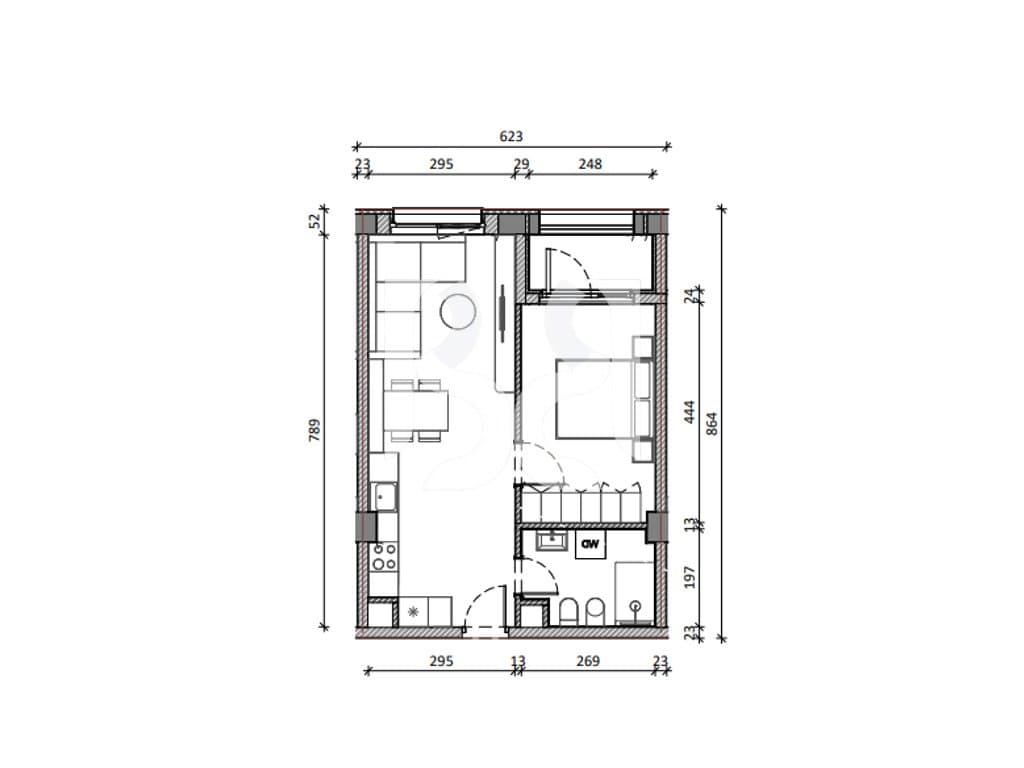 SHITET ME KREDI APARTAMENT 1+1 REZIDENCA KADIU 3