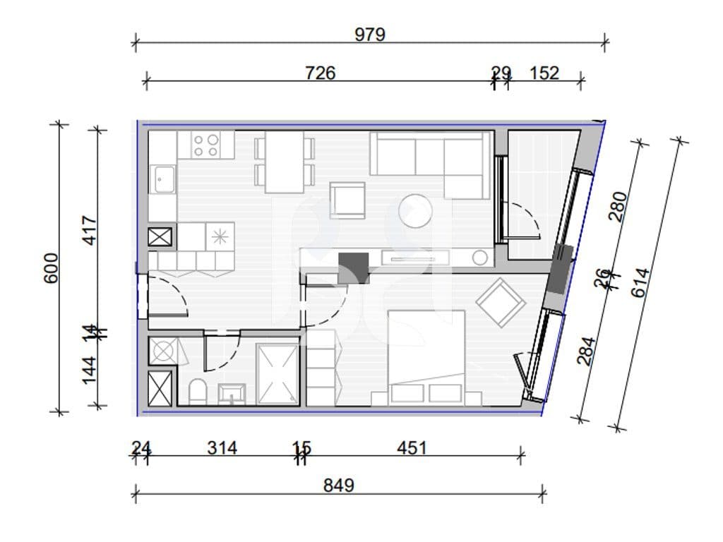 APARTAMENT 1+1 PER SHITJE NE NAYA RESIDENCE(MUND TE BLIHET ME KREDI) 3