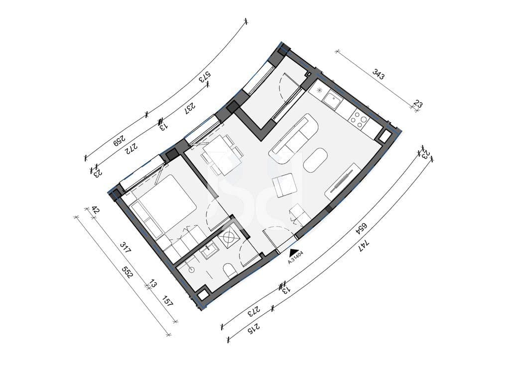 SHITET APARTAMENT 1+1 TEK REZIDENCA BALLADA LIQENI I FARKES 3