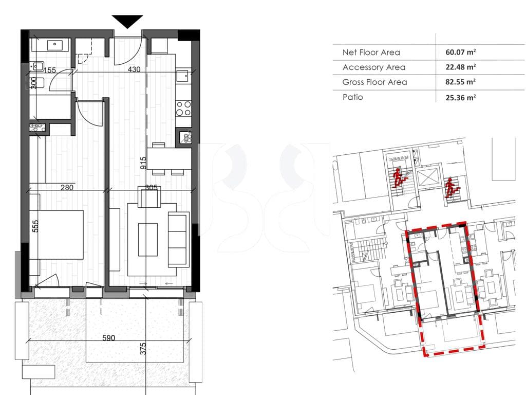 APARTAMENT EKSKLUZIV 1+1 ME OBORR & POST PARKIMI NË GREEN COAST 2 3