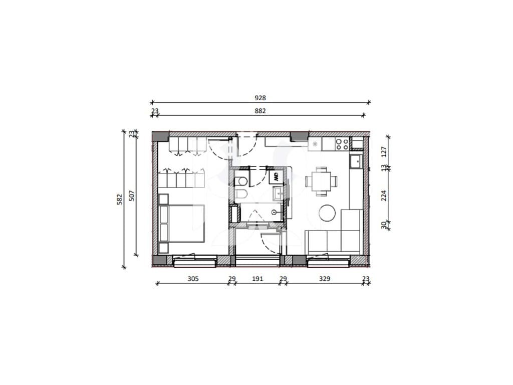 SHITET APARTAMENT 1+1 ME KREDI , REZIDENCA KADIU 3