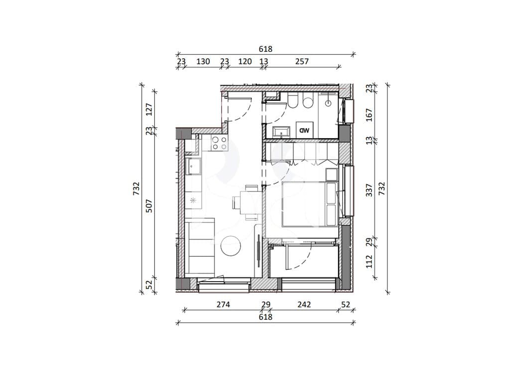 SHITET ME KREDI APARTAMENT 1+1 REZIDENCA KADIU 3