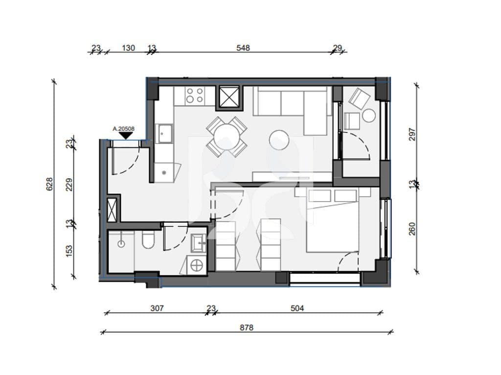 APARTAMENT 1+1 PER SHITJE NE PASKONE RESIDENCE, PASKUQAN 2
