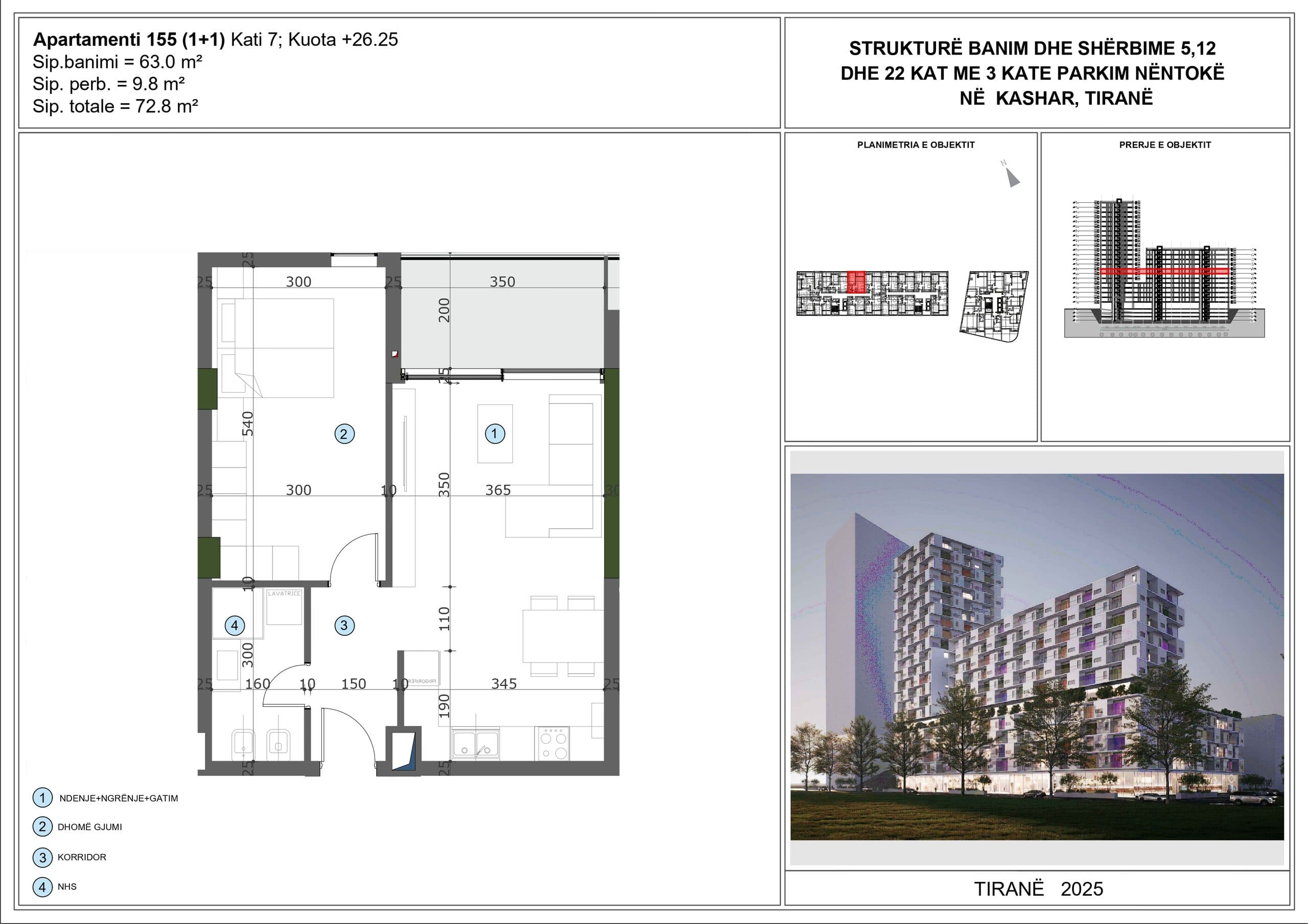 APARTAMENT 1+1 PËR SHITJE NË MOA RESIDENCE, KASHAR, TIRANË 2