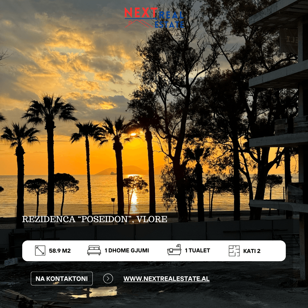 SHITET APARTAMENT 1+1 ME PAMJE BALLORE DETI NE REZIDENCEN “POSEIDON”, VLORE