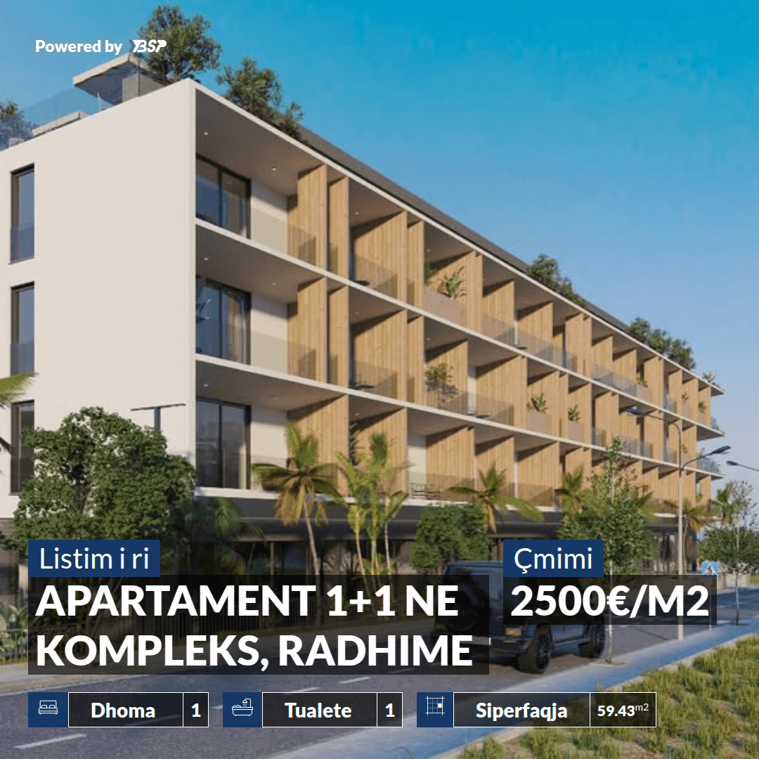 APARTAMENT 1+1 ME PAMJE BALLORE DETI NE KOMPLEKS REZIDENCIAL NE RADHIME