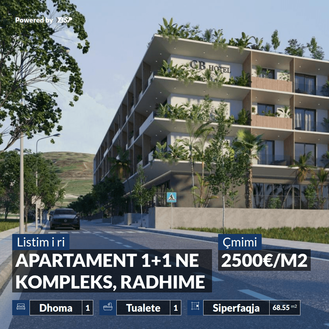 APARTAMENT 1+1 ME PAMJE BALLORE DETI NE KOMPLEKS REZIDENCIAL NE RADHIME