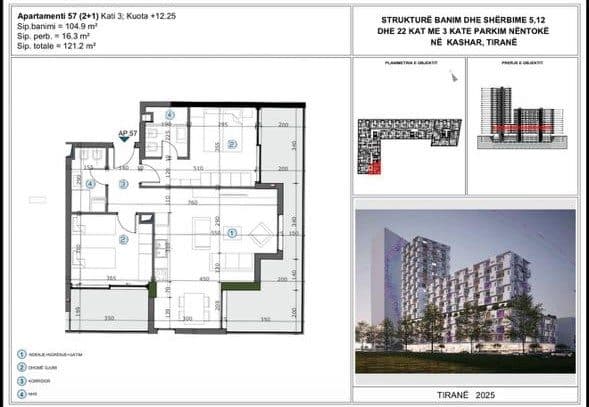 APARTAMENT 2+1+2 PËR SHITJE NË MOA RESIDENCE, KASHAR, TIRANË 2