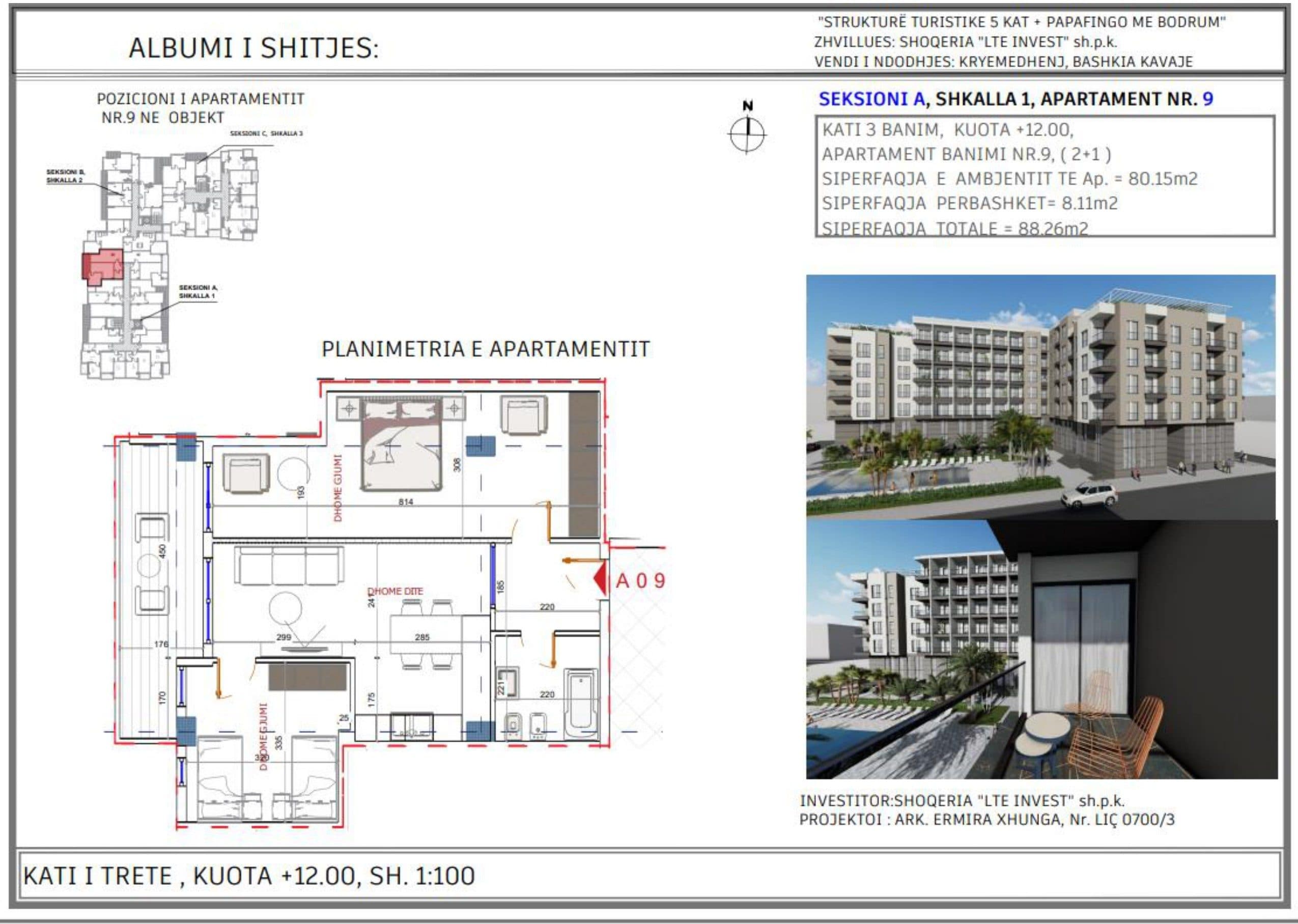 SHITET APARTAMENT 2+1 NË GOLEM, KAVAJË 2