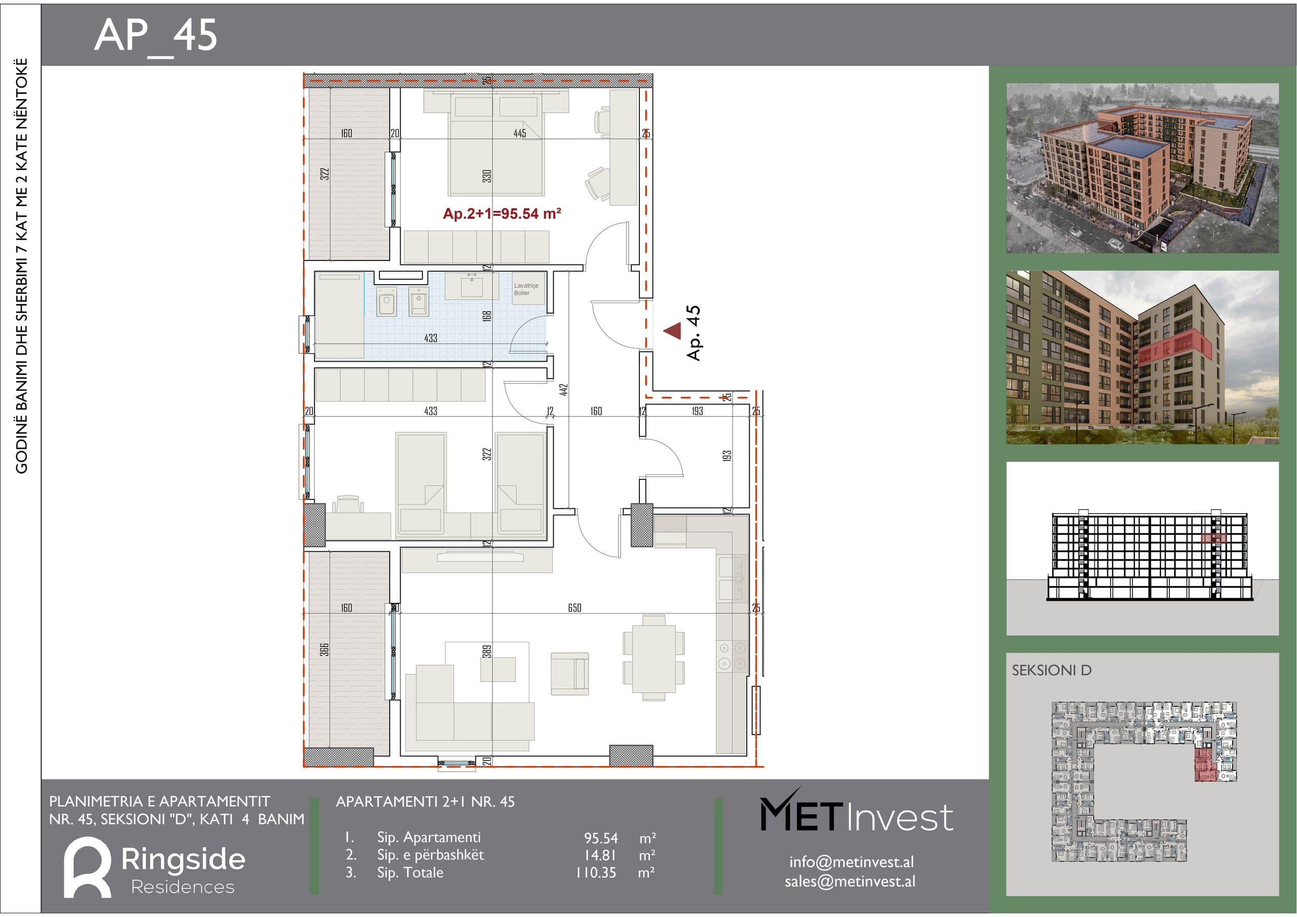 SHITET APARTAMENT 2+1 NE RINGSIDE RESIDENCES, PASKUQAN 2