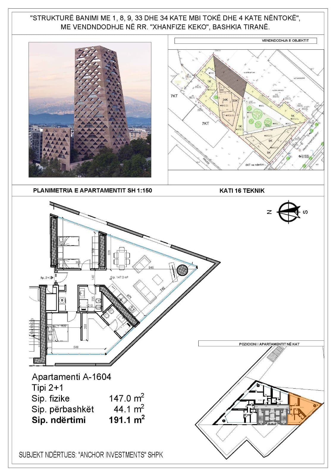 SHITET APARTAMENT 2+1 TEK “TIRANA TOWER”, NE KINOSTUDIO, TIRANE 2