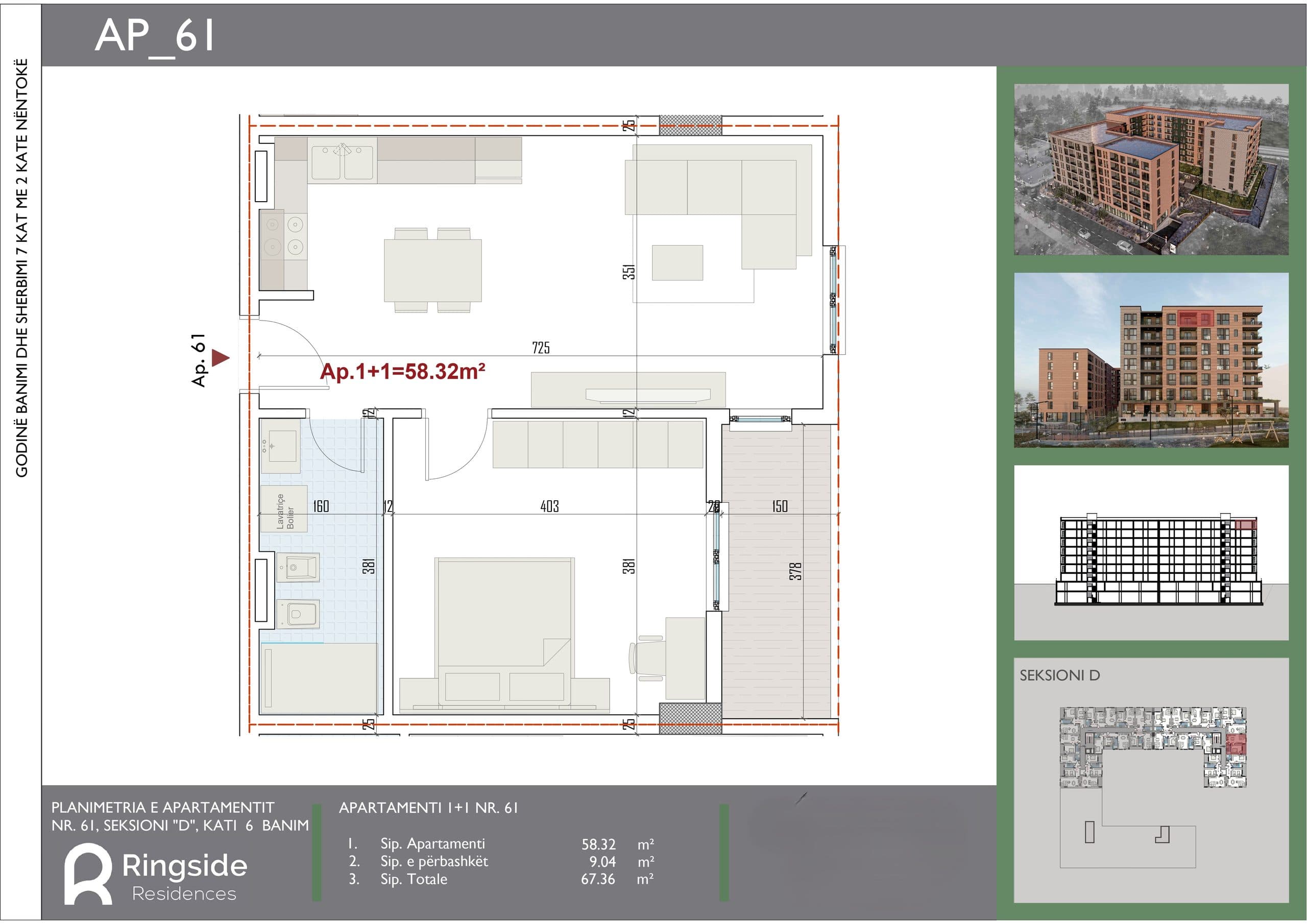 SHITET APARTAMENT 1+1 NE RINGSIDE RESIDENCES, PASKUQAN 2