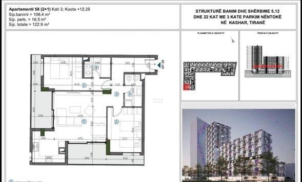 APARTAMENT 2+1+2 PËR SHITJE NË MOA RESIDENCE, KASHAR, TIRANË 2