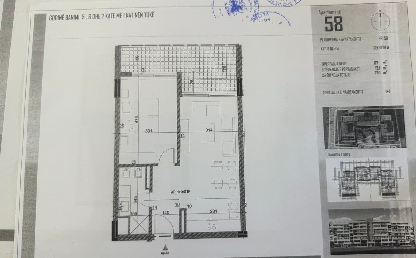 SHITET APARTAMENT 1+1 - 1450 EURO/M2 NE ORIKUM, VLORE 2