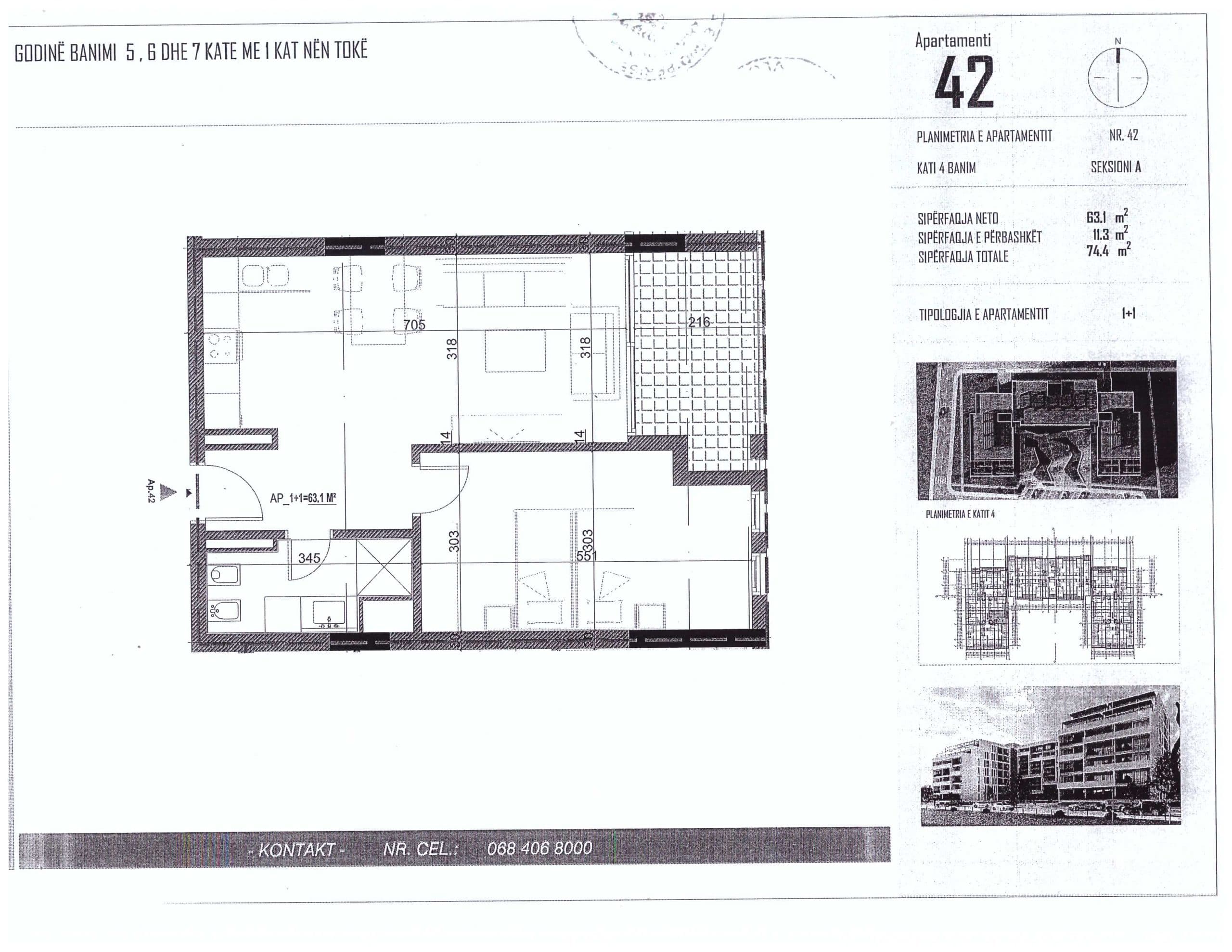 SHITET APARTAMENT 1+1 - 1450 EURO/M2 NE ORIKUM, VLORE 2
