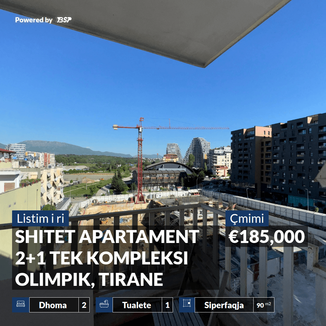 SHITET APARTAMENT 2+1 TEK KOMPLEKSI OLIMPIK, TIRANE