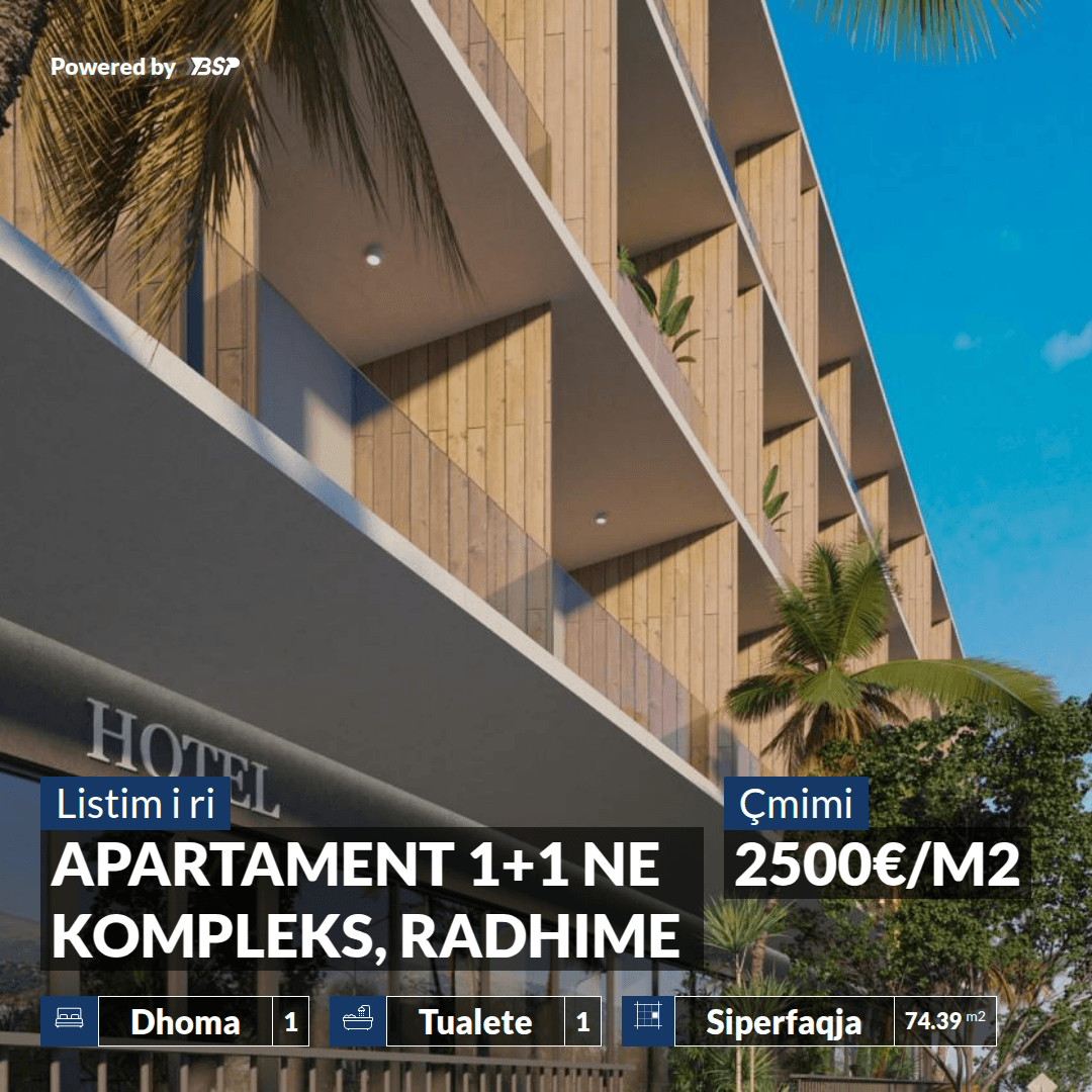 APARTAMENT 1+1 ME PAMJE DETI NE KOMPLEKS REZIDENCIAL NE RADHIME 1
