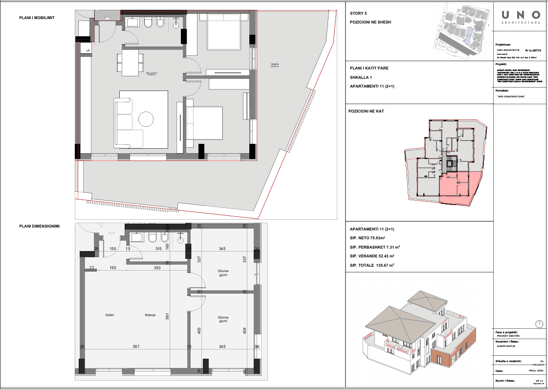SHITET APARTAMENT 2+1 NË 6STORIES 2