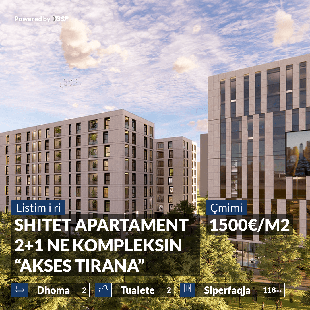 SHITET APARTAMENT 2+1 NE KOMPLEKSIN “AKSES TIRANA”