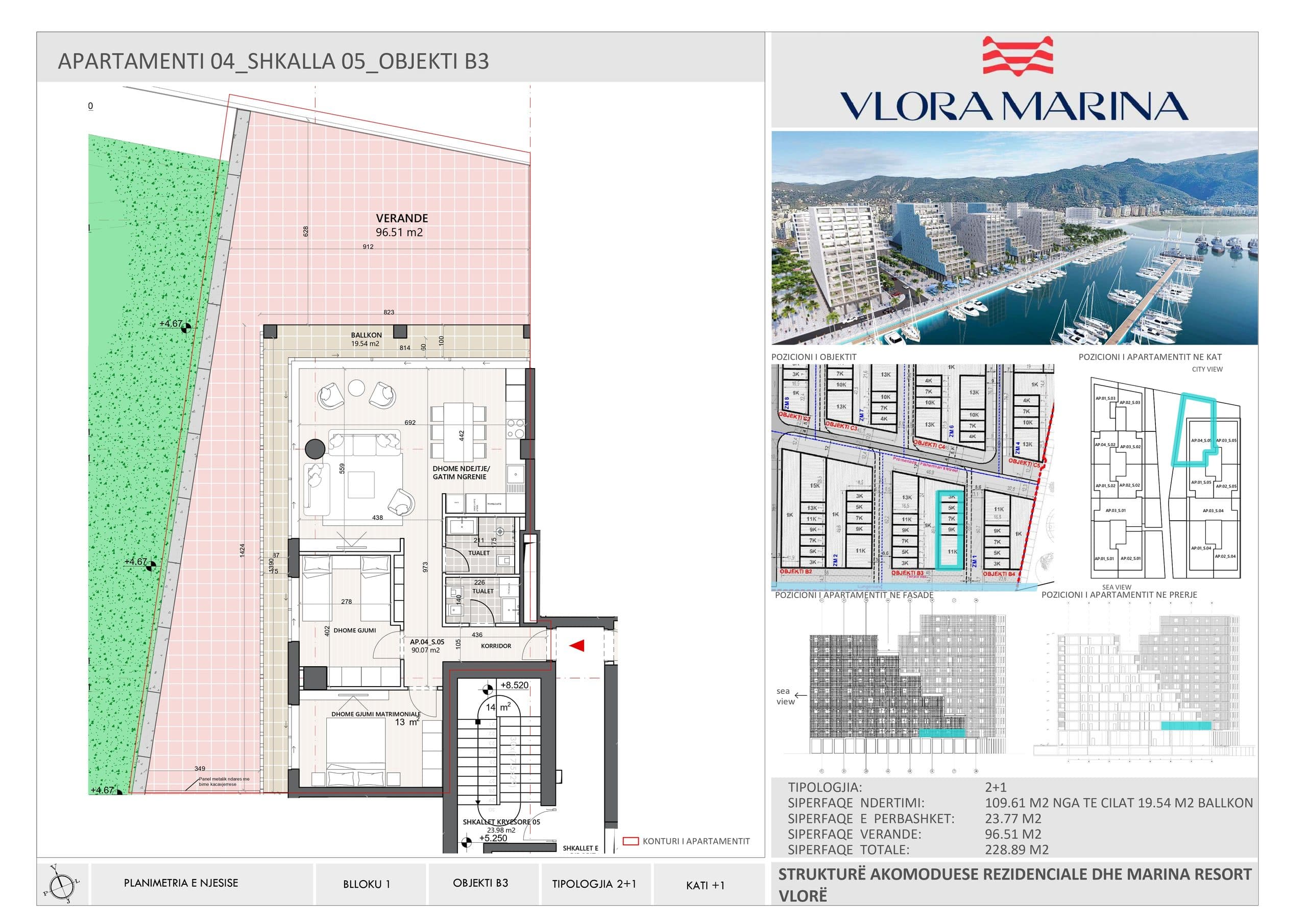 APARTAMENT 2+1+2 & POST PARKIMI NË VLORA MARINA 2